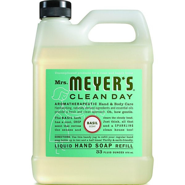 Mrs. Meyers Clean Day Hand Soap Refill, Liquid, Colorless, Basil, 33 oz Jug 14163
